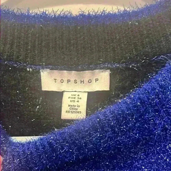 Topshop blue  Sparkly crop Sweater - Picture 2 of 4